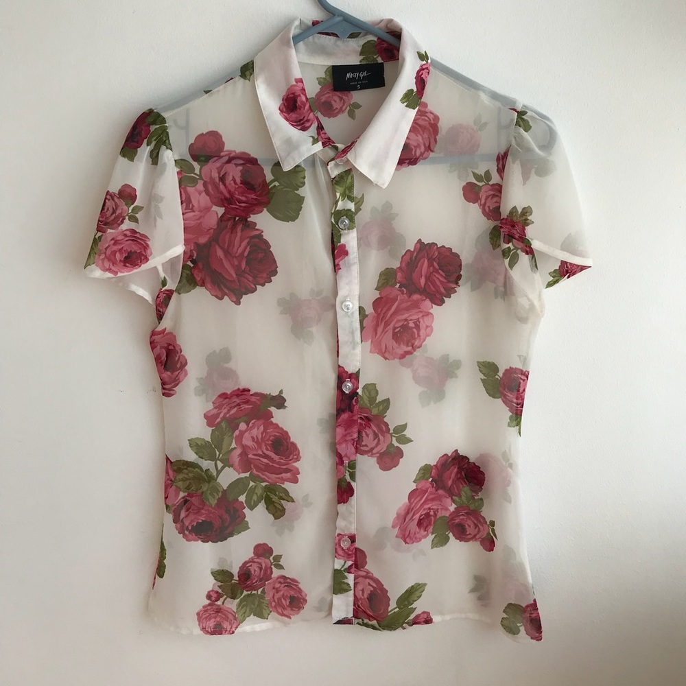 Nasty Gal Sheer Rose Top